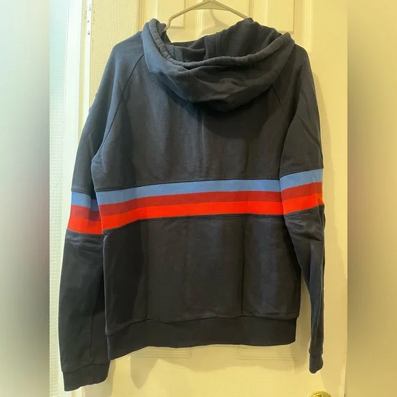 Women's Navy Zip-Up Hoodie with Red and Blue Stripes - Picture 5 of 5
